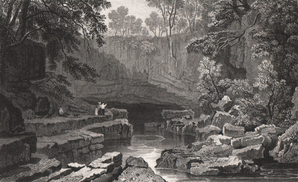 Porth Yr Ogof, Breconshire, Wales, by Henry Gastineau 1835 old antique print